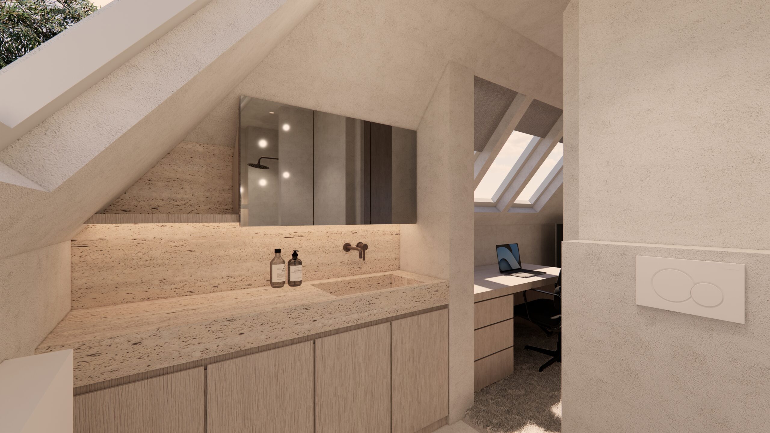 Interieurarchitect België inrichting limburg render badkamer