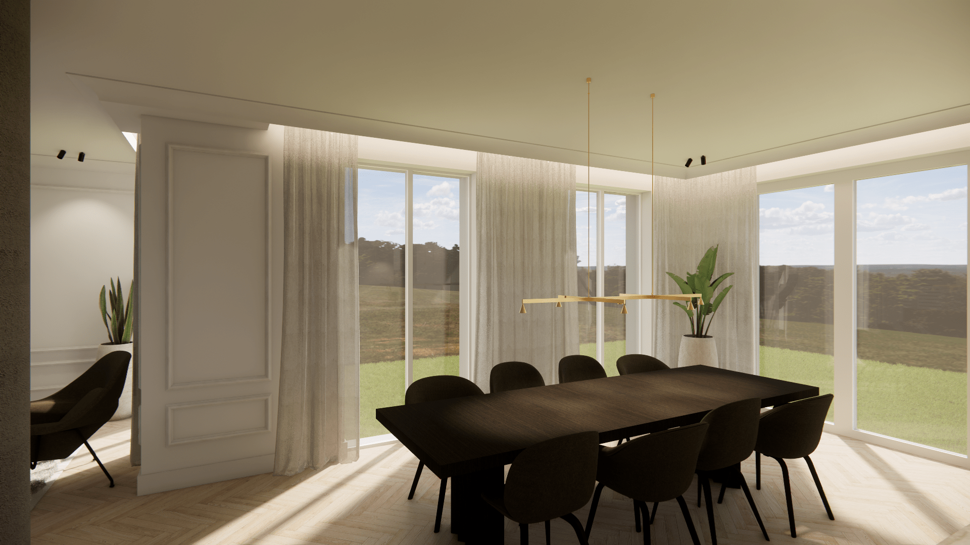 Interieurarchitect België inrichting limburg render woning eetkamer