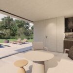 Interieurarchitect België inrichting limburg render zithoek poolhouse